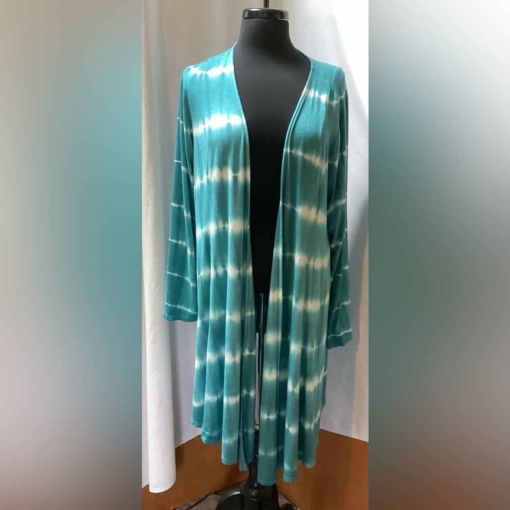 Torrid Turquiose tie dyed long super soft cardigan plus size 2
